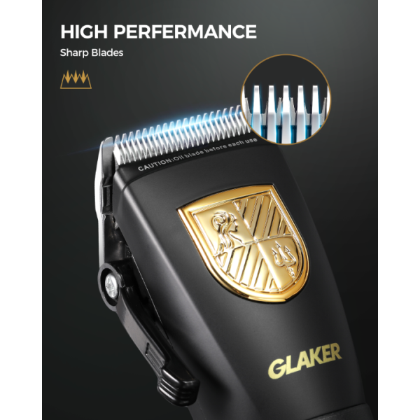 GLAKER Hair Clippers for Men Professional, Cordless Clippers for Hair Cutting, Mens Hair Clippers and Trimmer Kit for Barber with LED Display 15 Guide Combs (black)